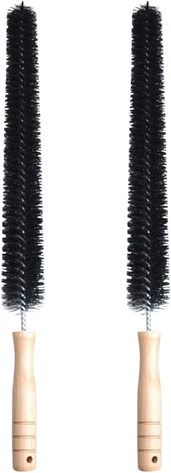 2pcs Radiator Brush, 40cm Long Reach Radiator Brush with Wooden Handle, Flexible Nylon Radiator Cleaner Brush with Hanging Hook Loop for Dryer Lint Brush Vent Cleaner