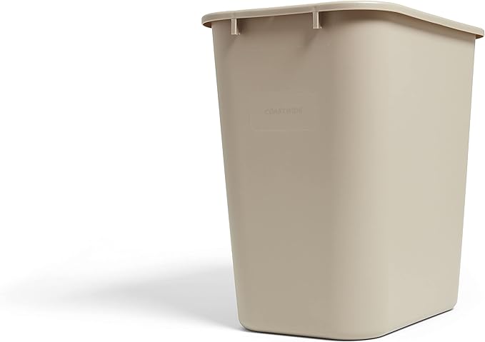 Coastwide Professional Plastic Trash Can, 7 Gallon, Beige