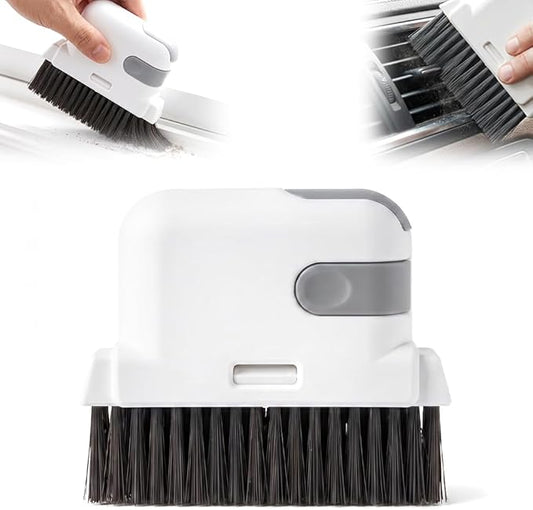 3 in 1 Groove Cleaning Brush, 2026 New Window Track Cleaning Tool with Hard Bristles and Hidden Scraper, Multifunctional Crevice Brush for Sliding Door Track, Window Seal, Sill, Kitchen (Grey)