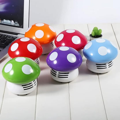 TOPINCN Mushroom Desktop Vacuum Cleaner, Mini Mushroom Shape Cute Desktop Keyboard Corner Dust Vacuum Cleaner Sweeper for Home School Office(Red)