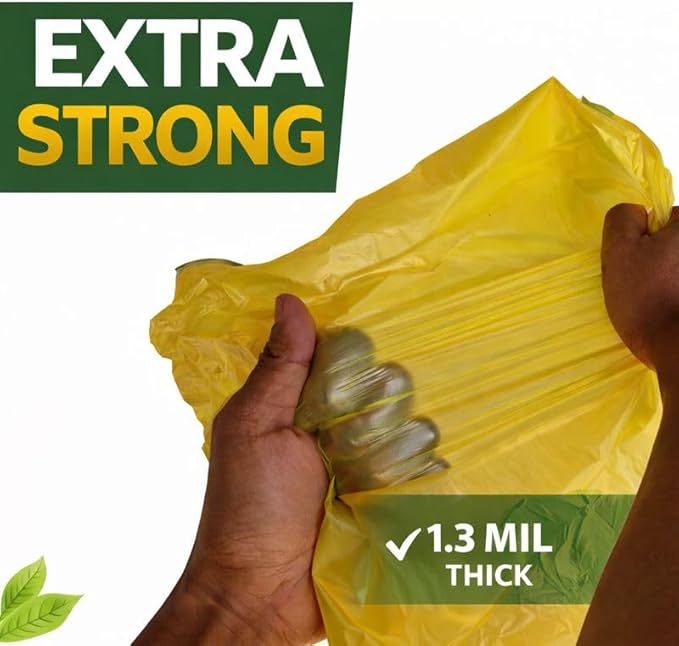 13 Gallon Biodegradable Trash Bags with Drawstring, 75 Count – 1.4 Mil Thick Plant Based Tall Kitchen Garbage Bags with Convenient Tear-free Dispensing, Heavy Duty Leak Resistant Green Garbage Liners