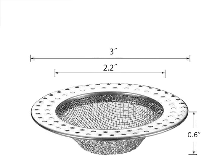 Shower Drain Hair Catcher, Shower Drain Basket, Easy to Clean Stainless Steel Mesh Hair Trap, Reusable Anti-Clog Drain Strainer Filter for Bathroom Sink, Shower & Tub, Fits 3-Inch Inner Diameter Holes
