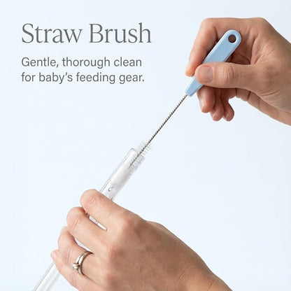 Ariseno 4-in-1 Baby Bottle Brush Set, Bottle Brush for Baby, Bottle Cleaner Brush Set, Including Nylon Bottle Brush, Bottle Cap Brush, Straw Brush, Nipple Brush, BPA-Free (Blue)