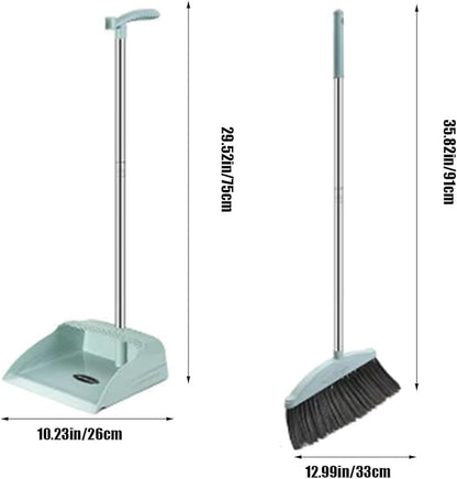 Broom and Dustpan Set for Home Indoor 180 Rotatable Broom with Dustpan Combo Set for Office Home Kitchen Lobby Floor Cleaning Broom Dustpan for Indoor & Outdoor Sweeping (Blue)