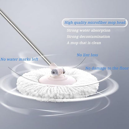 5 PCS Microfiber Replacement Mop Head Spin Mop Head Replacement 5-Pack, Microfiber Refill Heads Universal for 360 Spin Magic Mopping, Round Shape Standard Size White