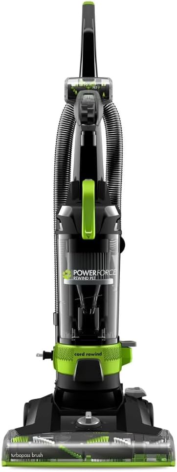 Power Force Helix Turbo Rewind Pet Bagless Upright Vacuum, Multi-Cyclonic, Lightweight, 25Ft Cord, Pet Turbo Brush (Green)