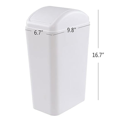 Plastic Waste Bin with Swing Lid, 14 Liter Garbage Can, 1 Pack (White)