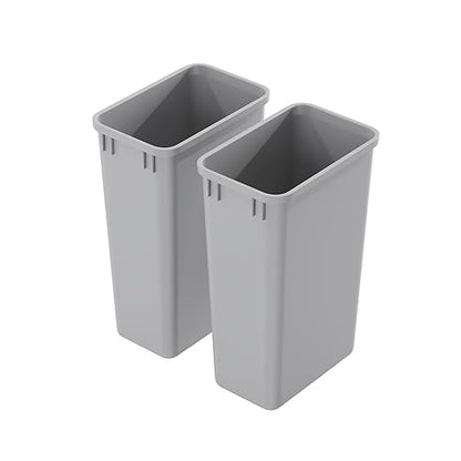 Dowell 2 Pack 50Qt Wastebasket Trash Container, 9/13Gal, Plastic, Stackable, for Kitchen/Bathroom/Office, Fits Under Sink/Desk - Grey (2, 50 QT)
