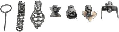 7-Piece Drain Cleaner Set With Rust-Resistant Cutter Heads Designed For Handling Various Clog Types In Residential And Commercial Drainage Systems(A)
