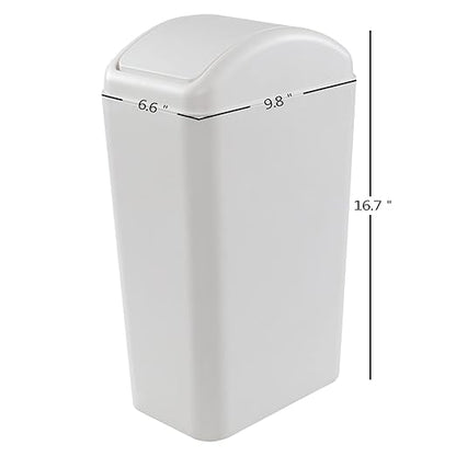 3.5 Gallons/14 Liter Small Trash Can, Plastic Swing Lid Garbage Bin，9.8" x 6.6" x 16.7"