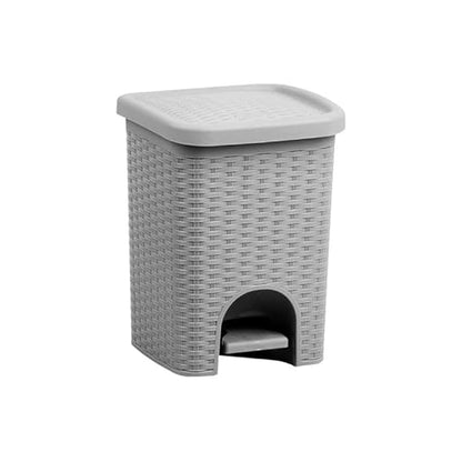 Superio 2-Pack Mini 6L Step Pedal Trash Can - Wicker Design, Hidden Mechanism, Durable Plastic, Ideal for Desktop, Countertop, Pet Waste/Dog Poop- Grey