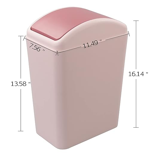 Kekow 4.5 Gallon Plastic Trash Can with Swing-Top, Swing Lid Waste Can, Pink