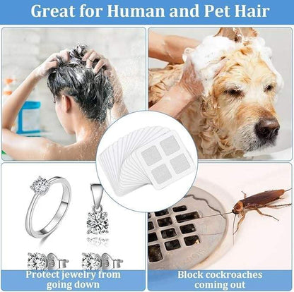 25 Packs - Disposable Shower Drain Hair Catcher 3.94 Inches Square Drain Hair Catcher Stickers for Bath & Kitchen - Hair Catcher Shower Drains Cover for Human & Pet Hair - Mesh for Bathtub & Laundry