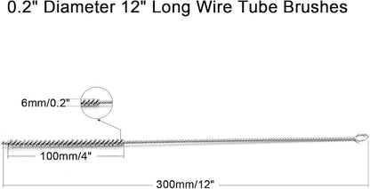 Utoolmart Steel Wire Tube Brush 12" x 1/4" Spiral Long Handle Cleaning Brush for Tube Bottle Pipe Welding Slag Rust Remove Cleaning Tool,10pcs