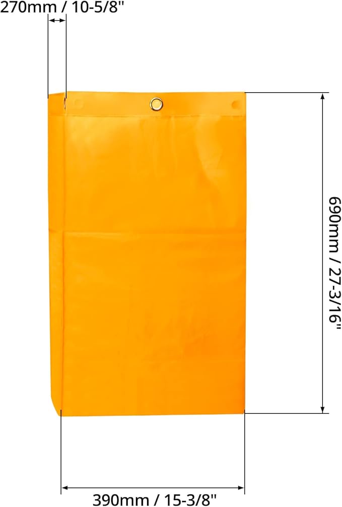 QWORK Janitorial Cart Bag, 24 Gallon Waterproof Large Capacity Padded Housekeeping Commercial Replacement Cleaning Cart Bag for Collecting Trash or Clothing (Yellow), 2 Pack