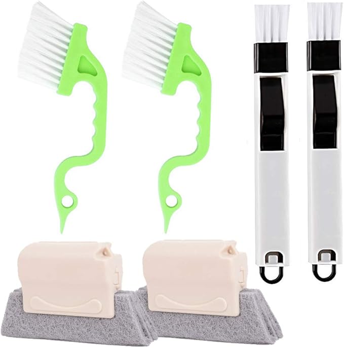 Window Groove Cleaning Brush Window Cleaner Tools,Hand-held Sliding Door Track Cleaning Brushes 6 Pieces for Sliding Door/Car Vents/Tile Lines/Shutter/Air Conditioner/Keyboard