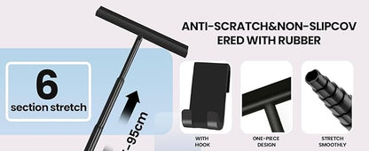Extendable Shower Squeegee for Glass Doors, Shower Cubicle Squeegee Shower Wiper Window Cleaner Squeegee Shower Silicone, Squeegee Shower with 23.5-97 cm Telescopic Rod