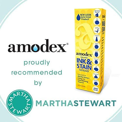 Amodex Ink and Stain Remover – Cleans Marker, Ink, Crayon, Pen, Makeup from Furniture, Skin, Clothing, Fabric, Leather - Liquid Solution - 4 fl oz Bottle - (Pack of 4)