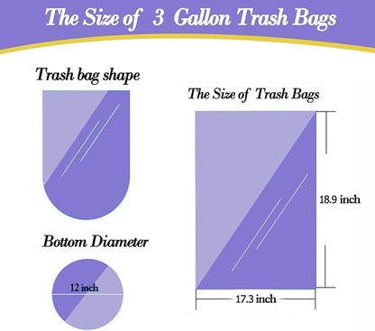3 Gallon 120pcs Small black Trash Bags(Fit 3-3.2 Gal) Plastic Strong black Garbage Bags,Bathroom Trash Can Bin Liners,Waste Basket Liner,Fit 10-13 Liter, 2.6 Gallon,3 Gallon,3.2Gallon (3-Black120)