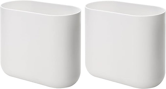 iDesign Small Slim Plastic Bathroom Trash Can, Garbage Can for Bedroom, Office, Desk, Dorm, 2-Pack, White