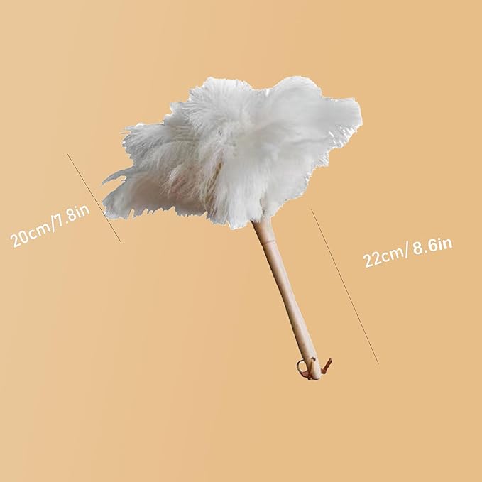 Ostrich Feather Dusters, Naturally Soft, Easy to Dust, Multi-Purpose Use, Solid Wood Handle, 17.3'' Long, White