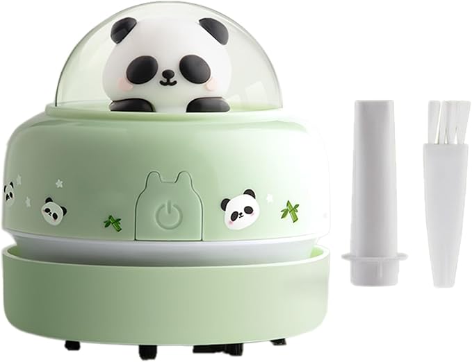 Desktop Mini Cute Vacuum Cleaner, Portable Cartoon Cleaner and Dust Sweep, Table Dust Sweeper Energy Saving, Design for Keyboard, Home, School, Office (Green)