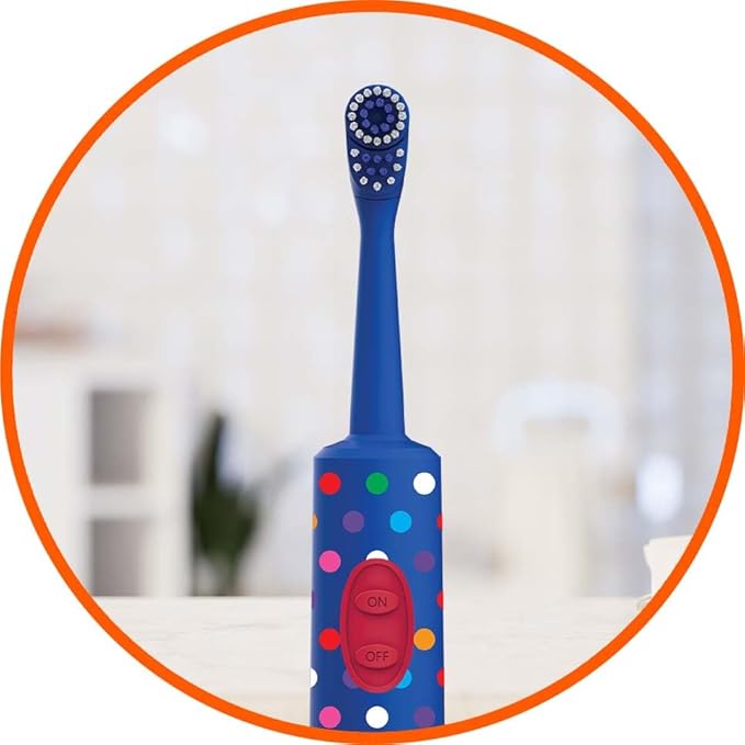 Amazon Basics Kids Electric Toothbrush, Battery Powered, Soft Bristles, Oscillating Brush Head, Ages 4+, 2 Count, 1-Pack (Previously Solimo)