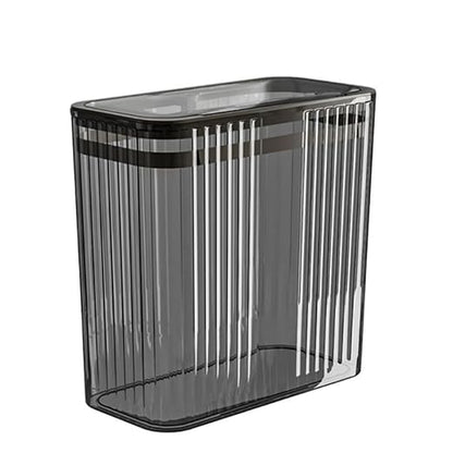 Transparent Trash Can, Bathroom Trash Cans with Lids, 3.5 Gallon Garbage Can for Bedroom, Office, Plastic Slim Waste Basket with Press Top Lid, 15L Clear Trash Bin for Home, Kitchen (Gray)