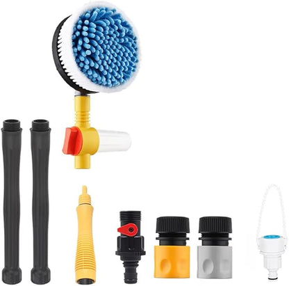 Car Wash Brush Car Cleaning Kit 360 Spin Car Mop Microfiber Car Cleaning Brush Detachable & Extendable Scrub Brush Garden Hose Spray Nozzle Spray Gun for Car Home Cleaning & Garden Use