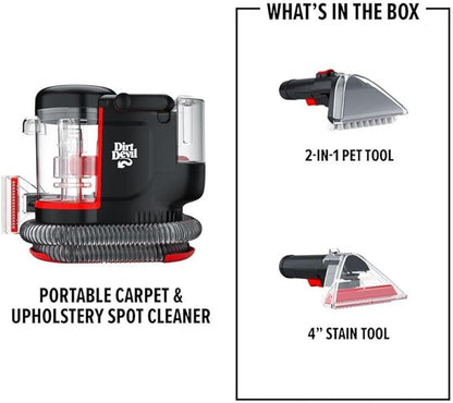 Dirt Devil Portable Spot Cleaner Machine for Carpet and Upholstery, Powerful Suction Spot Cleaning Machine with Versatile Tools, Pair with Dirt Devil Portable Cleaner Solution