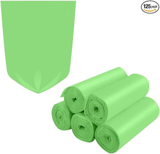 Inwaysin 1.2 Gallon Small Trash Bags Garbage Gags 1-1.5 Gallon 125 Counts, Mini Trash Bags Biodegradable for Bathroom Office Home Fit 4.5-5L Garbage Can (5 Rolls/Green)