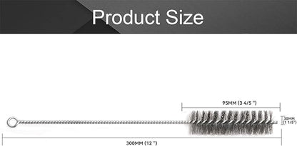 12 Inch Pipe Cleaning Brush Set with Stainless Steel Bristles, Steel Wire Tube Brush Kit for Auto Parts Polishing, Machining, Bottles, Tubes, Etc.（30mm-5pcs）