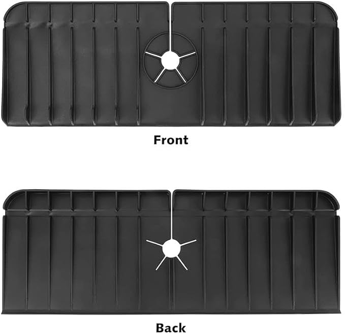 Silicone Kitchen Sink Faucet Drain Mat, Water Splash Guard for Kitchen and Bathroom Countertop, Gray