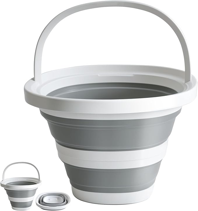 Collapsible Bucket with Handle. 10L 2.6-Gallon Capacity, Designed for Outdoor Car Washing, Fishing, and Household Cleaning. Portable and Space-Saving