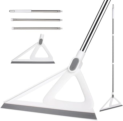 Multifunction Silicone Broom，Squeegee Broom Sweeping Water and Pet Hair，Rubber Broom Sweeper for Floor Bathroom Kitchen Shower，Rugs，Glass Windows（White）