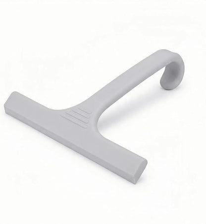 Silicone Shower Squeegee - All-in-One Design with Built-in Hook, 10 Inch Streak-Free Bathroom and car Cleaner for Glass Doors, Mirrors, Windows, Tiles Grey