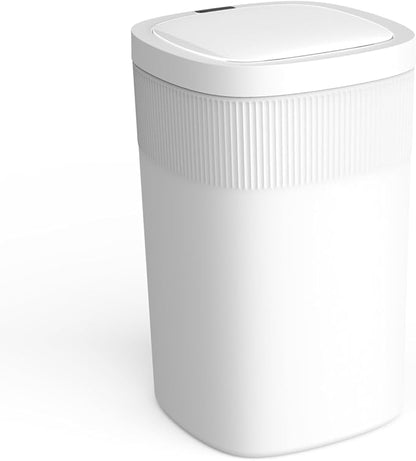 Ninestars Touch Tap & Motion Sensor Trash Can for Kitchen and Bedroom, 13 Gal 50L High-Grade ABS Body (Rectangular, White)