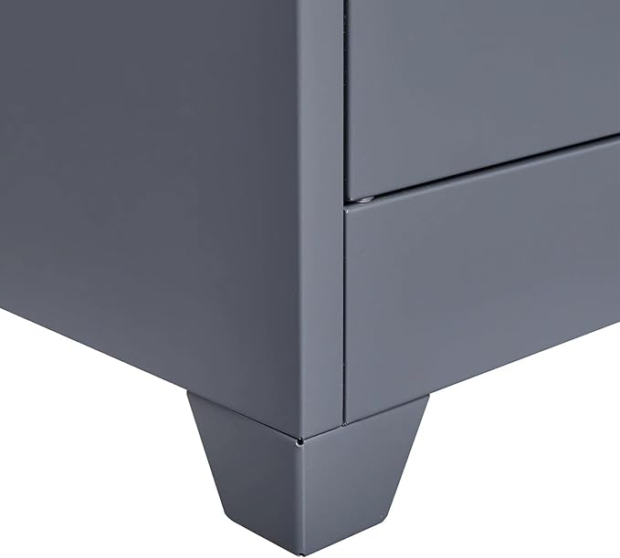 65" H Metal Broom Closet Storage Cabinet, Freestanding Garage Storage Cabinet with Hanging Rod and Locking Doors, Bathroom Storage Cabinet, Cleaning Tool Cabinet for Garage Patio Garden, Grey