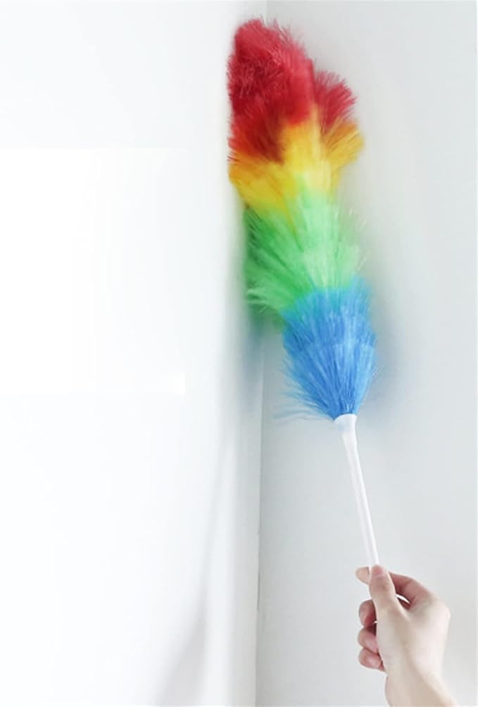 Feather Duster,Dusters for Cleaning Set Feather Duster Household Rainbow Duster Practical Plastic Feather Duster Telescopic Handle Sweeping Brush Cleaning Product Tool Handle Dusters