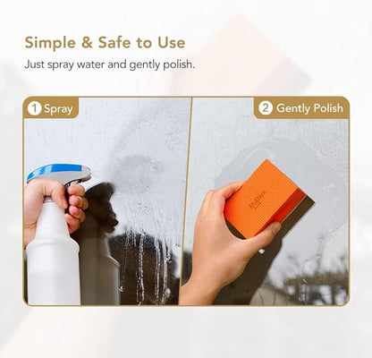 DrDirt Limescale Eraser for Glass, Professional Hard Water Stain Remover Tool for Windows, Shower Screens and Mirrors, Non-Chemical Abrasive Cleaning Block