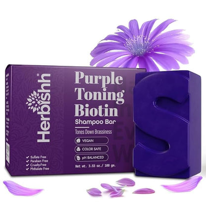 Herbishh Shampoo Bar for Hair Growth – Strengthening & Nourishing, Solid Soap for Thinning Hair, Paraben-Free & Sulfate-Free, 3.53 oz (Purple Shampoo, Pack of 1)