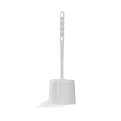 SPARTA 16-Inch Durable Toilet Brush with Storage Holder, Bowl Brush with Caddy with Sturdy Polypropylene Bristles for Effective Cleaning, White Plastic Handle for Secure Grip, White