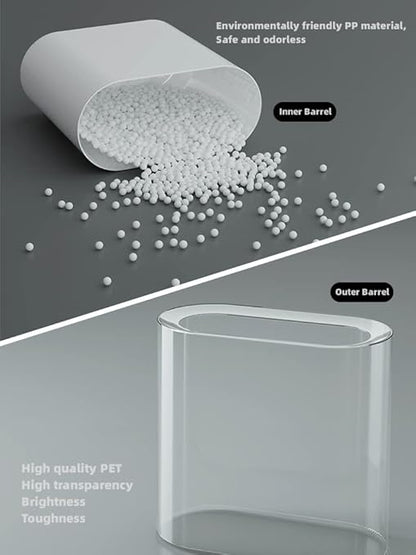 IEEK Small Waste Basket Slim Trash Can 3.2 Gallon/12L Clear and White Garbage Can Rectangle Plastic Wastebaskets Container Bin for Narrow Spaces Office,Bathroom, Bedroom,Kitchen,Living Room,Study