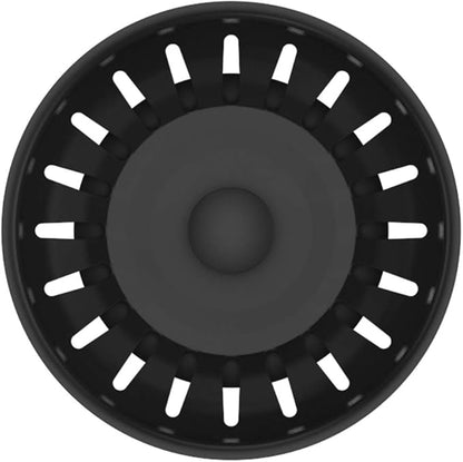 KANARY Kitchen Sink Basket Strainer Replacement for Standard Drains (3-1/2 Inch) Stainless Steel Body with Rubber Stopper (Pack of 2, Matte Black)