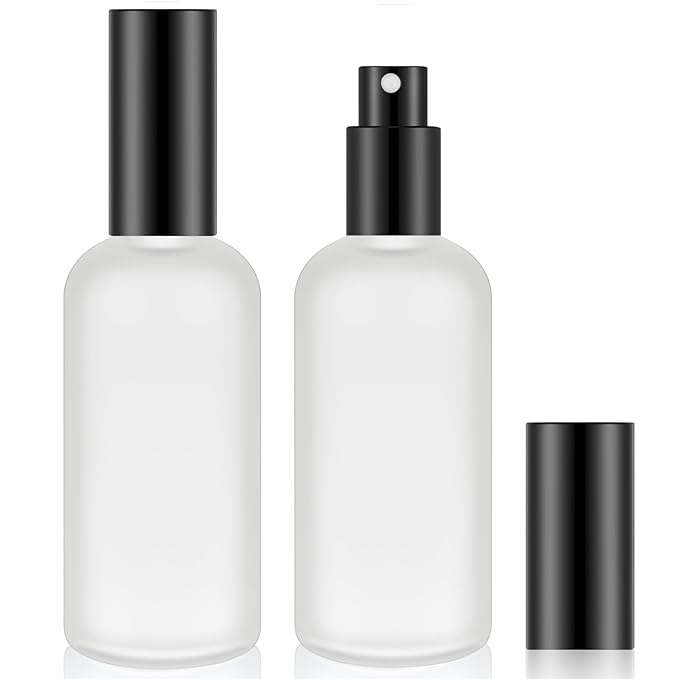 Tessco for you 1 Pcs Glass Spray Bottles Empty Perfume Atomizer Refillable Clear Decorative Empty Bottles with Fine Mist Sprayer Pump for Face Body Travel (Black,3.4 oz)