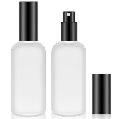 Tessco for you 1 Pcs Glass Spray Bottles Empty Perfume Atomizer Refillable Clear Decorative Empty Bottles with Fine Mist Sprayer Pump for Face Body Travel (Black,3.4 oz)