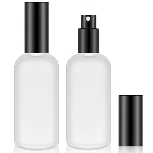 Tessco for you 1 Pcs Glass Spray Bottles Empty Perfume Atomizer Refillable Clear Decorative Empty Bottles with Fine Mist Sprayer Pump for Face Body Travel (Black,3.4 oz)