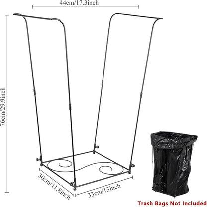 Trash Bag Holder, 30-45 Gallon Portable Leaf Bag Holder, Metal Garbage Bag Holder, S Pattern Trash Bag Holder Stand for Camping, Party, Wedding，Gardening
