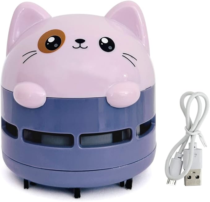 allydrew Mini Portable USB Desktop Vacuum, Lilac Kitty