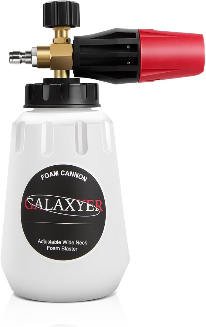 Snow Foam Cannon, 1000ml Heavy Duty Snow Foam Gun Sprayer Car Foam Blaster Wide Neck Adjustable Thick Foamer for Pressure Washer with 1/4'' Quick Connector